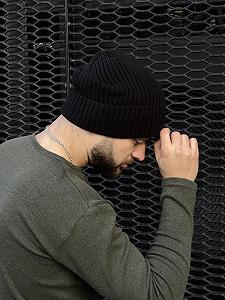 Шапка трикотаж длинная черная synthetic.ua - Фото 1