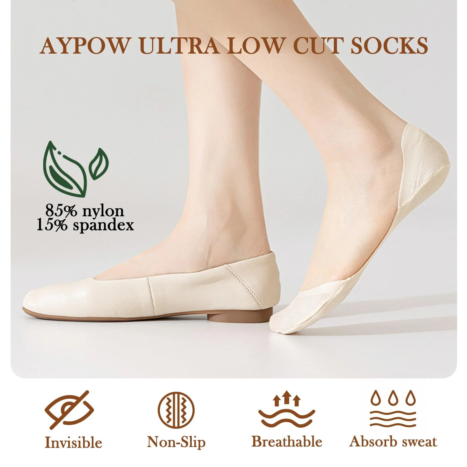 Жіночі шкарпетки наднизької посадки Ice Silk з бавовняною підкладкою, 6 пар, фото №5