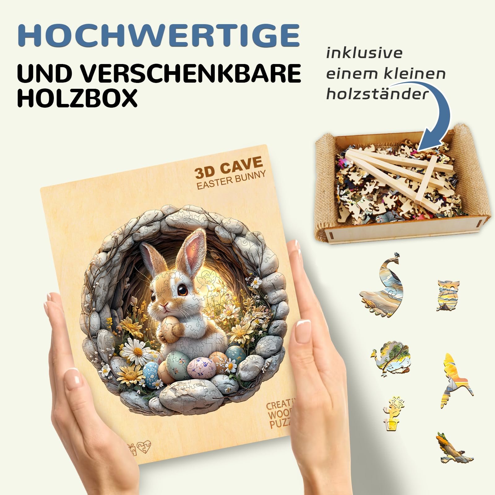 Пазл деревянный Cute Bunny 34 x 34 см 295 элементов, фото №1