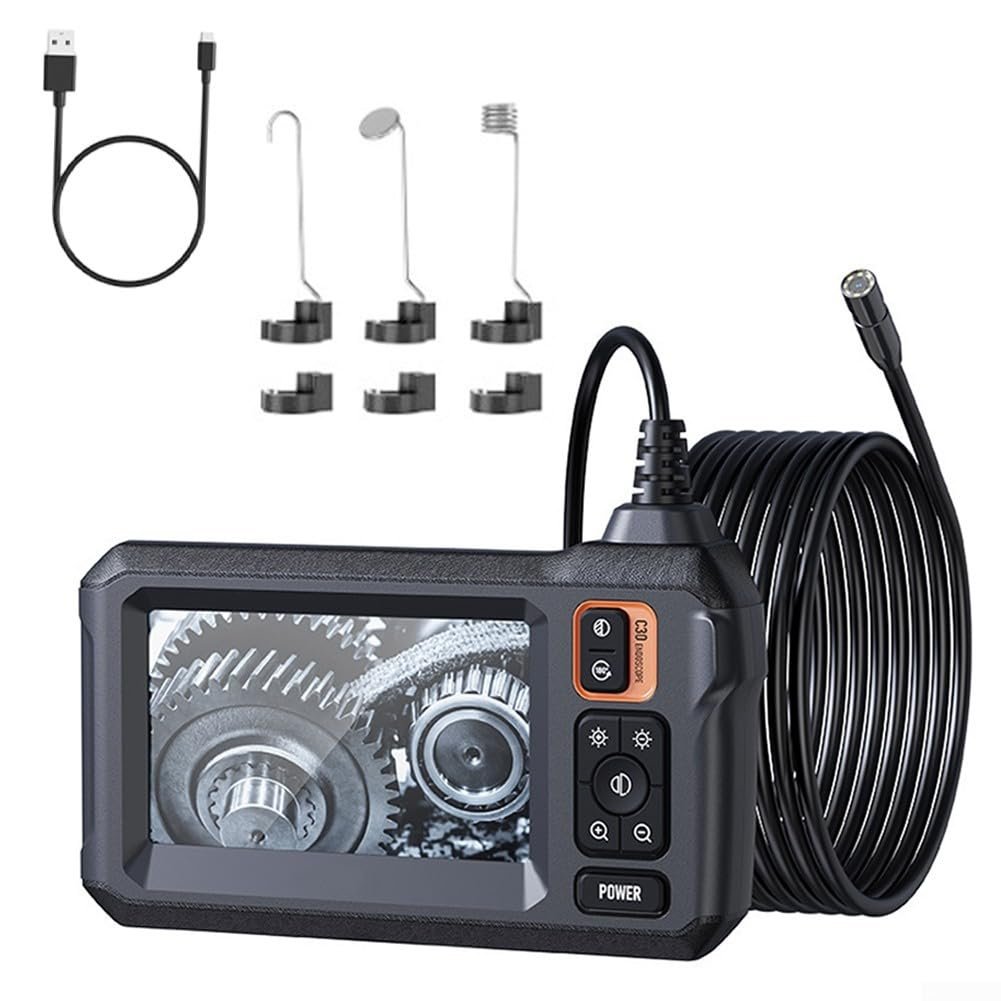 Инспекционная камера Oniissy с 4,3-дюймовым IPS-экраном, IP67 Auto Industrial Endoscopes, полужесткий кабель 10 м, Channel Camera, 8 LED освещения (10 м), фото №1