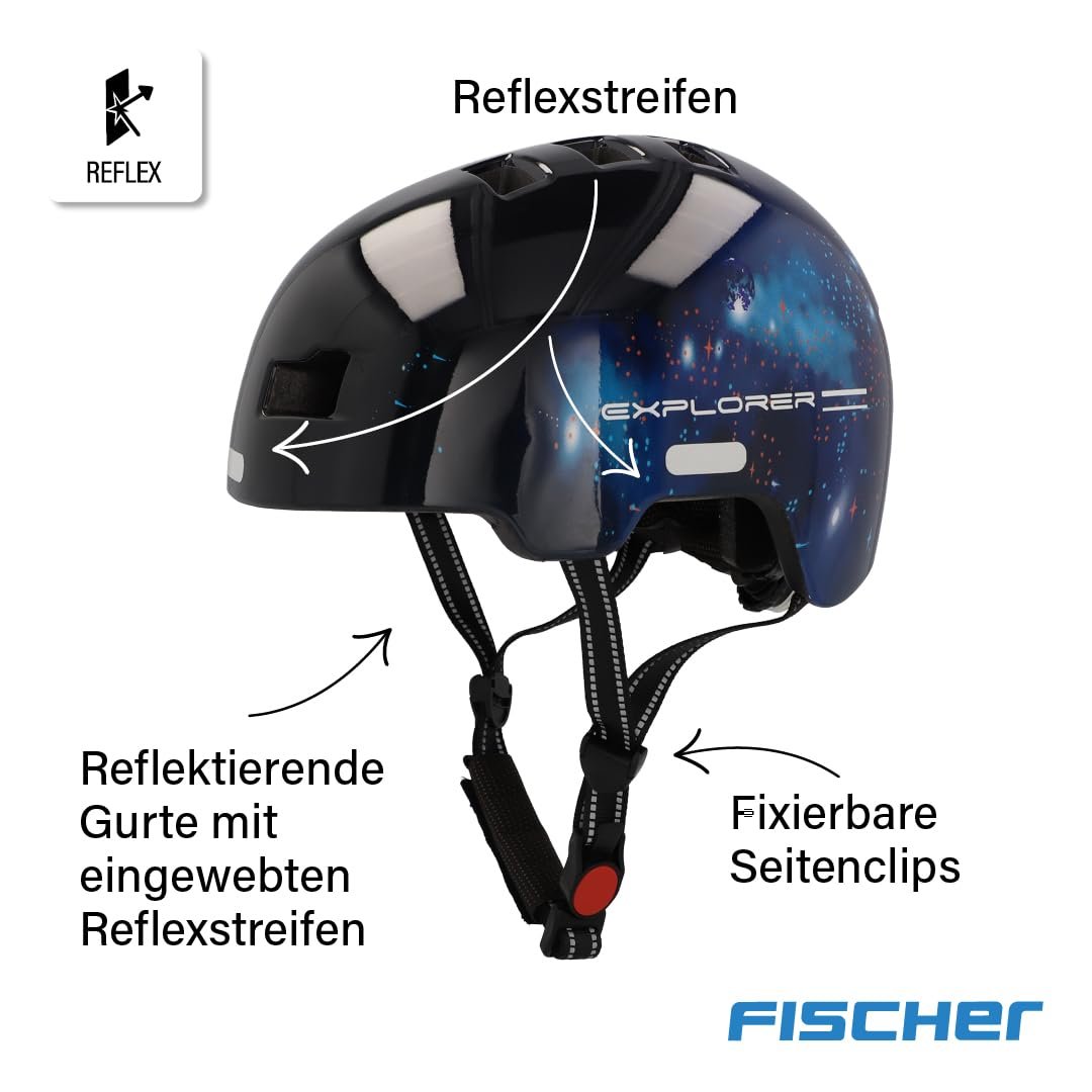 Шлем Велосипедный FISCHER BMX Dirt Bike Plus Universe S/M, 54-58 см, черный, с интегрированным светодиодным задним фонарем, фото №2