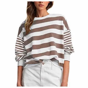 Модний жіночий світшот для підлітків Oversize, в смужку - Фото 1