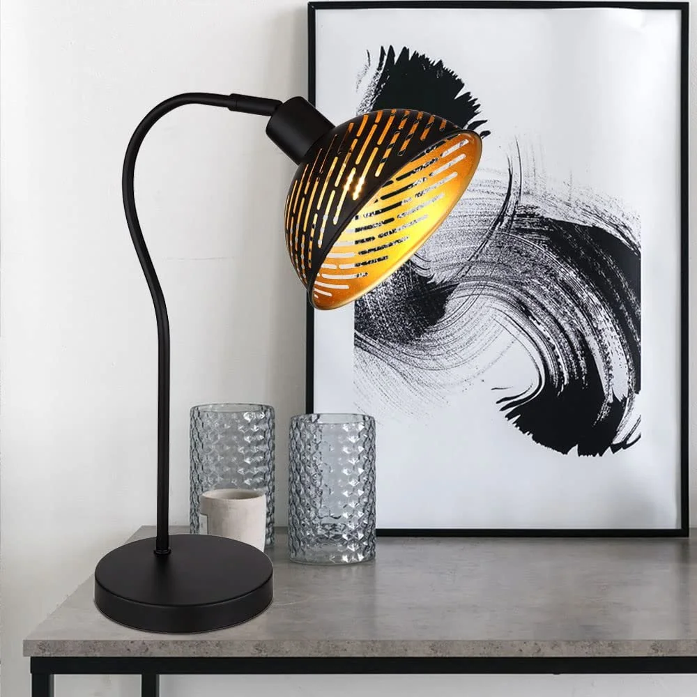 Настільна лампа etc-shop E27 30x18.5x45 см Чорний Золотий, фото №7