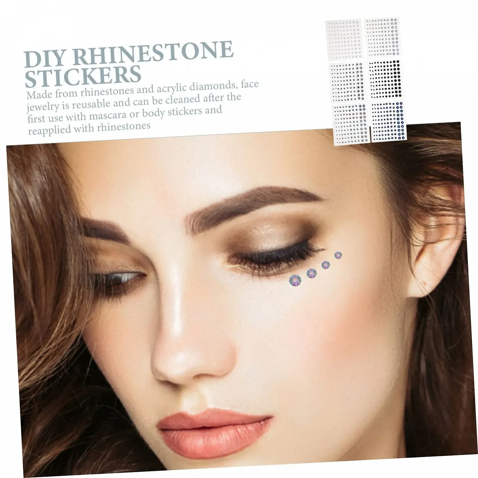 Стразы FOMIYES для ногтей 6 листов, аксессуары для маникюра для лица, идеально подходят для фестивалей и вечеринок, фото №6