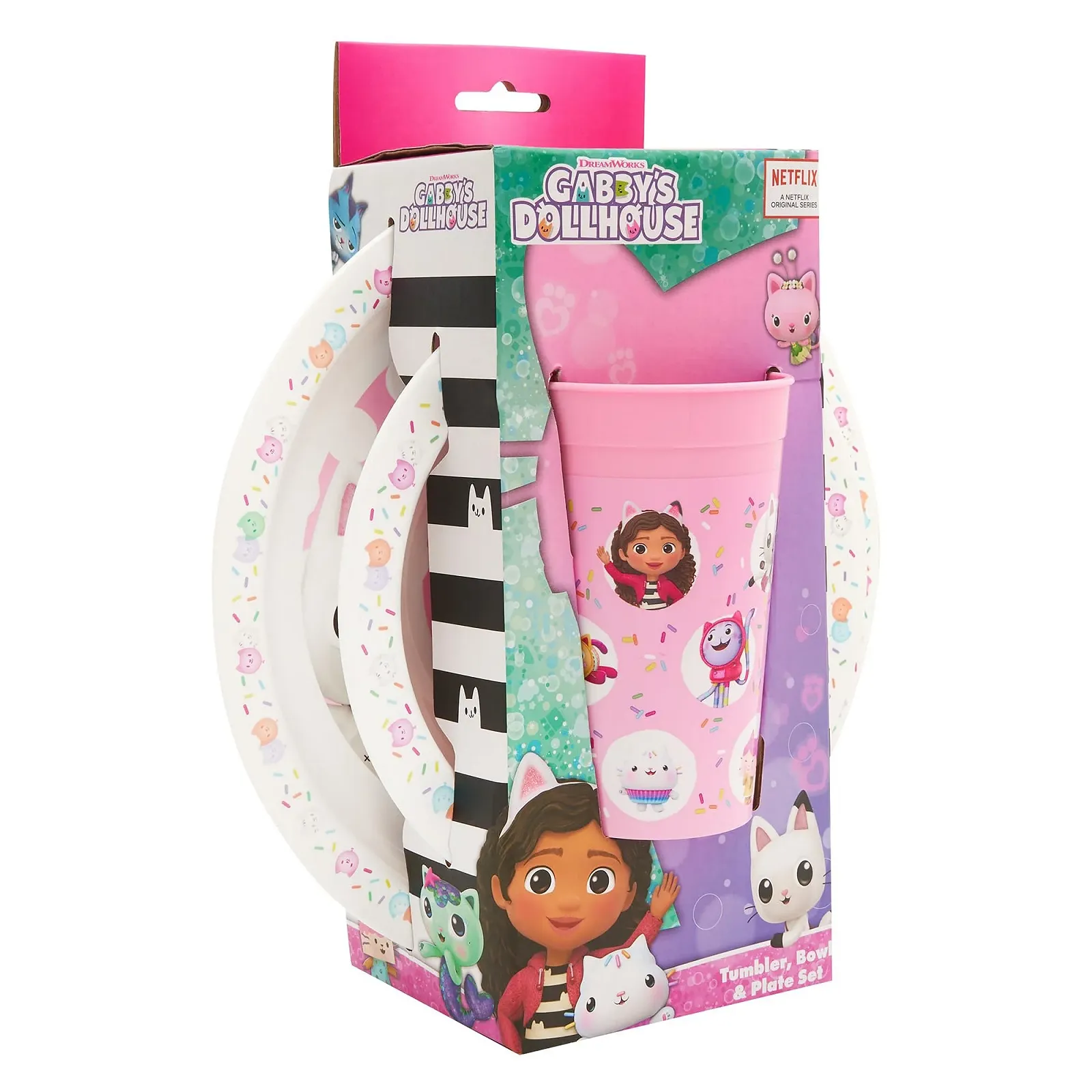 Детский набор посуды Gabby's Dollhouse: тарелка, миска и чашка, многоразовый, PP, розовый, фото №2 Детский набор посуды Gabby's Dollhouse: тарелка, миска и чашка, многоразовый, PP, розовый, фото №2