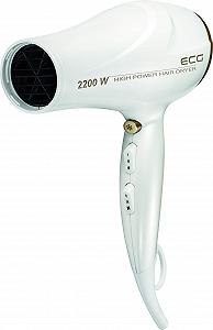 Фен ECG Vv 2200, 2 рівні потужності, 3 температурні режими, іонізація, LED індикатор, захист від перегріву, висока продуктивність, біло-золотий synthetic.ua - Фото 1