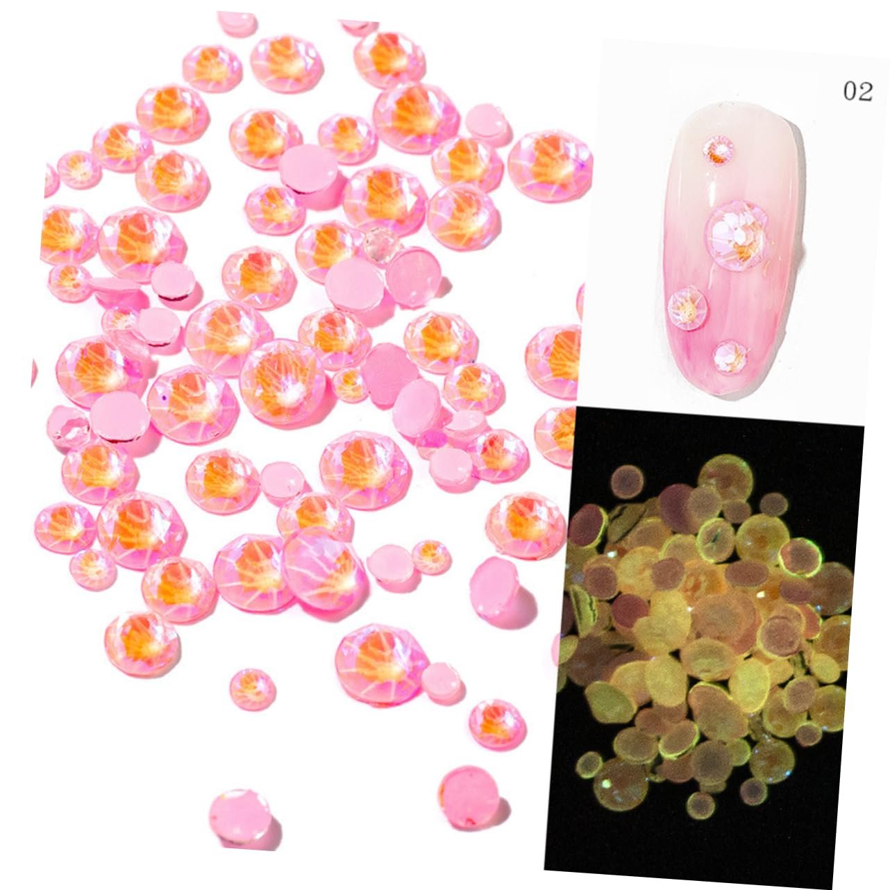 Стрази для нігтів Housoutil 6 кишень Флуоресцентні Камені для манікюру, фото №9