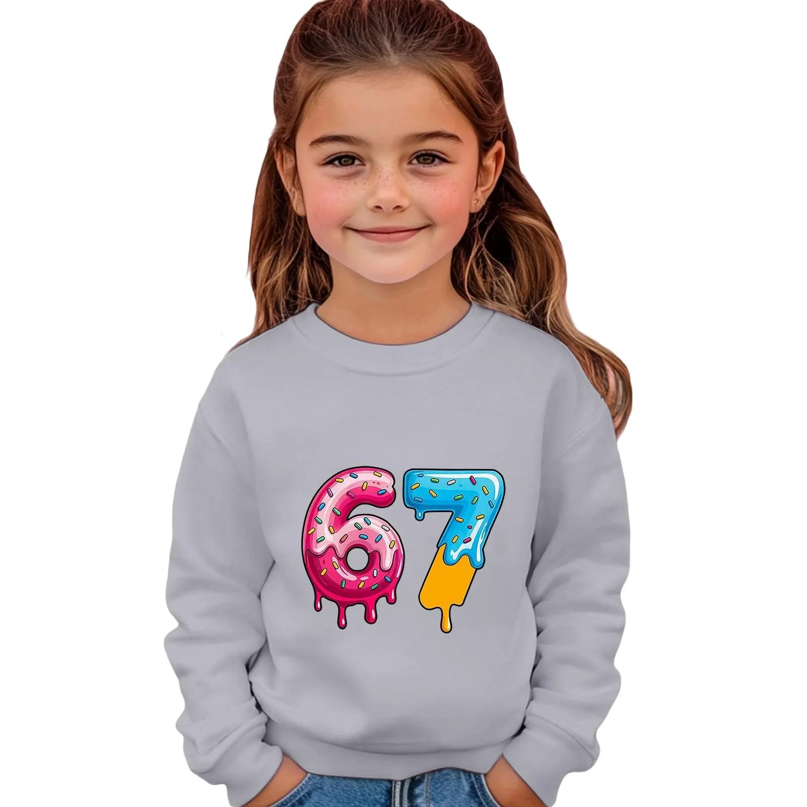Сорочка-пуловер Generisch 67 Fun Warm Pullover Shirt Six Seven Pullover-Sweatshirt Lustiges 6 7 Warm-Kost
						Six Seven Kinder-Shirt для девочек и мальчиков, фото №1