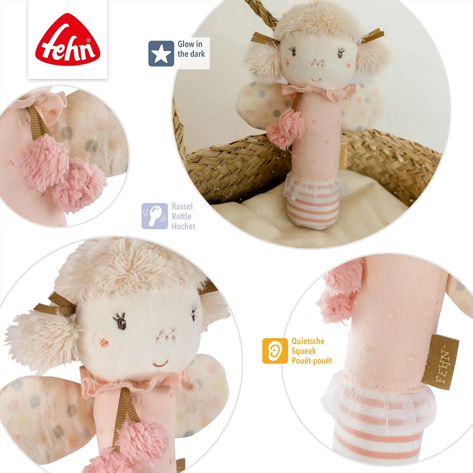 Іграшка-брязкальце Fehn Fee Фея Тканинна Різнокольорова, фото №5 Іграшка-брязкальце Fehn Fee Фея Тканинна Різнокольорова, фото №5