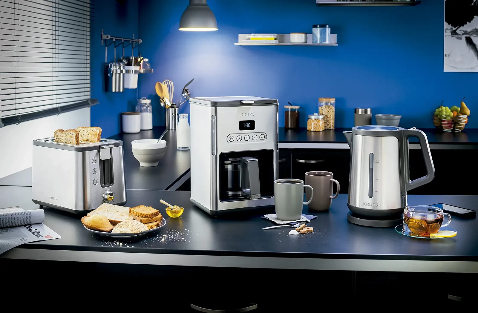 Тостер Krups Control Line KH442D, нержавіюча сталь, 2 слоти, насадка для булочок, сріблясто-чорний, фото №8