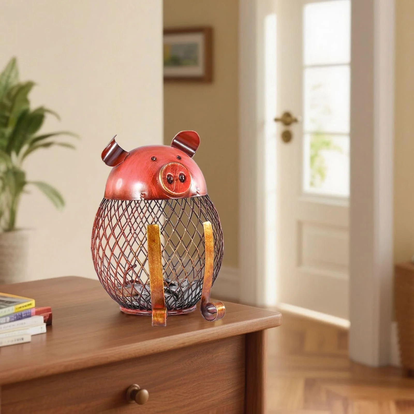 Скарбничка Vintage ретро залізна небитка цегляно-червона, фото №5