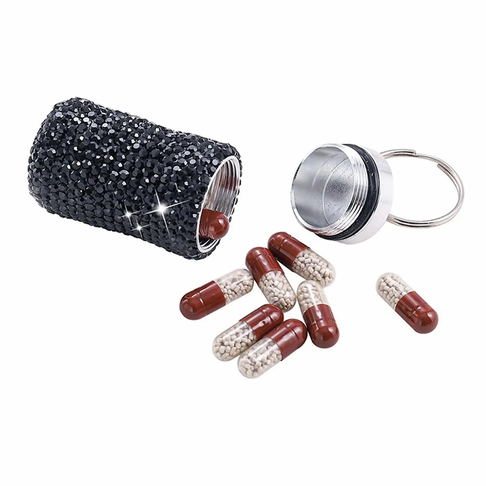 Таблетниця-брелок Sollee, маленька, металева, водонепроникна, портативна для кемпінгу та подорожей, для чоловіків та жінок, фото №6