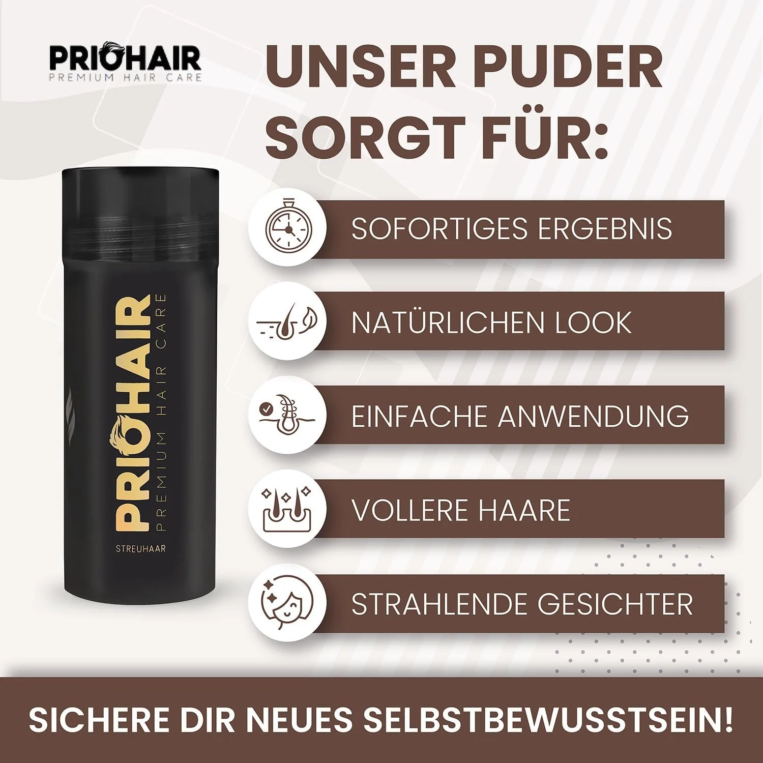 Пудра для волосся PRIOHAIR Root Powder для миттєвого загущення волосся для чоловіків і жінок, фото №2