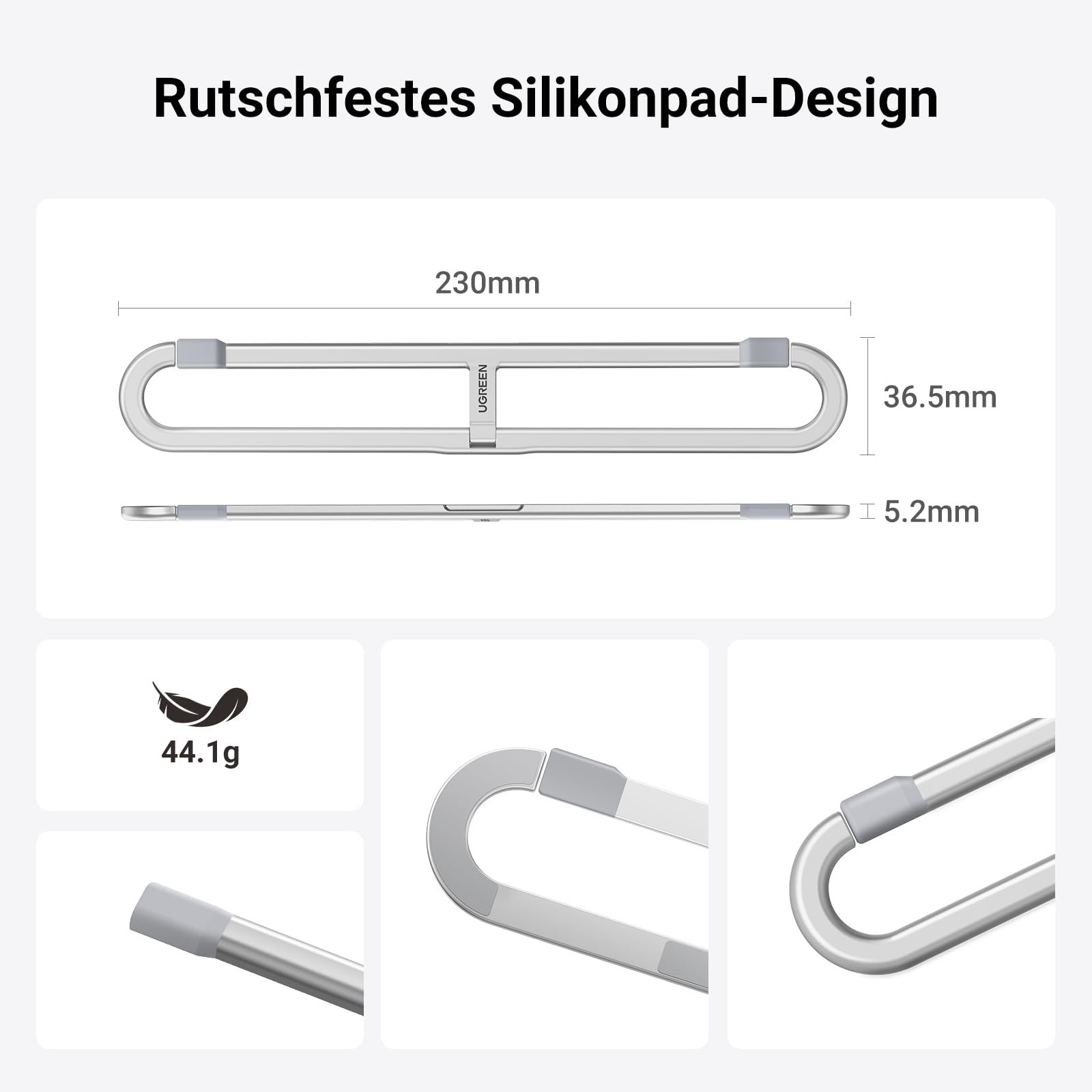 Подставка для ноутбука UGREEN Mini Foldable Aluminium Ultralight Self-Adhesive Invisible Height Adjustable 30 мм, совместима с MacBook Air, Pro, Dell, фото №7