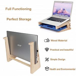 Подставка для ноутбука Деревянная Подставка для планшета Деревянный Ноутбук Подставка для ноутбука Вентилируемая Удобная высота Легко носить с собой (A) synthetic.ua - Фото 1