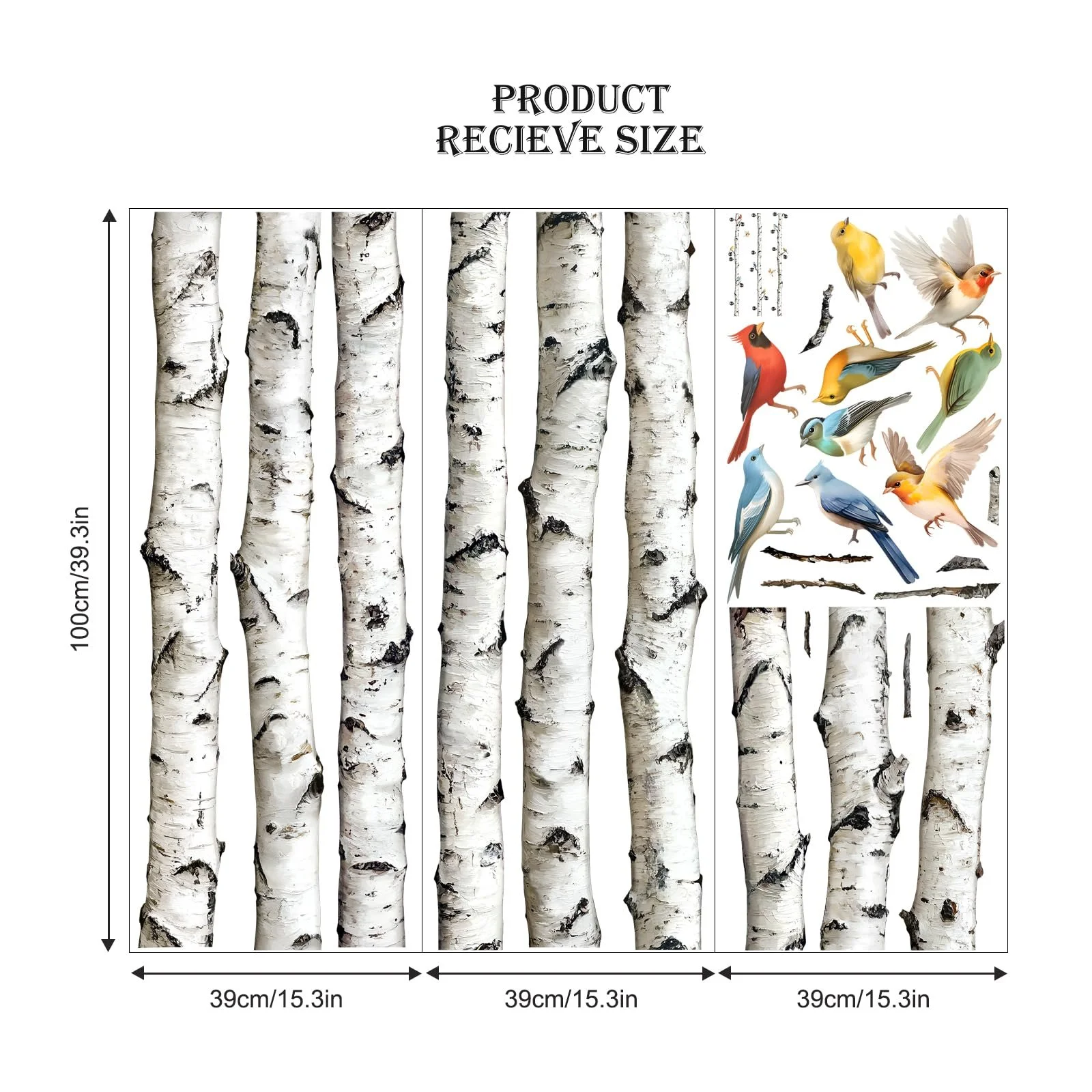 Наклейка на стіну Supzone High Birch Trees 240 см Біла, фото №5