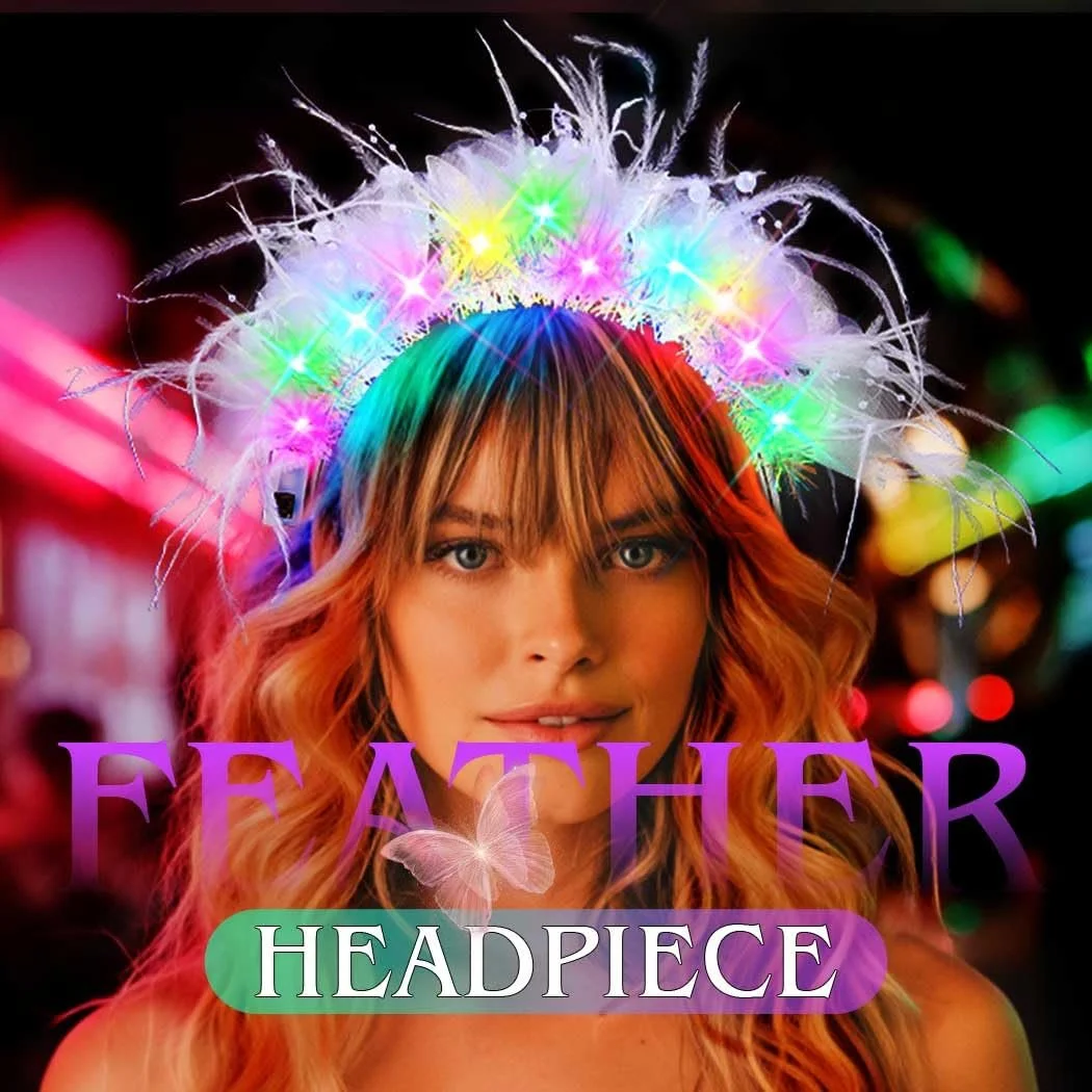LED Обруч для волосся з пір'ям, фото №5