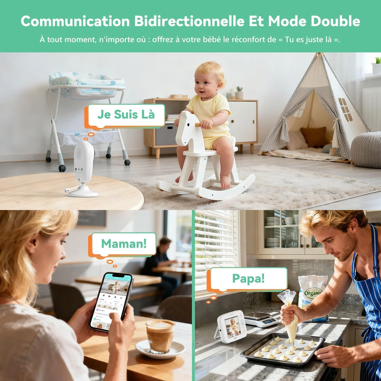 Відеоняня Simyke 3.5 дюйми HD 1080P WiFi App 2-Way Night Vision Temperature VOX Lullaby, фото №7 Відеоняня Simyke 3.5 дюйми HD 1080P WiFi App 2-Way Night Vision Temperature VOX Lullaby, фото №7