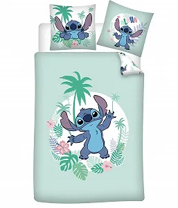 Дитяча двостороння підковдра Stitch 135 x 200 см + наволочка 80 x 80 см 100% бавовна - Фото 1