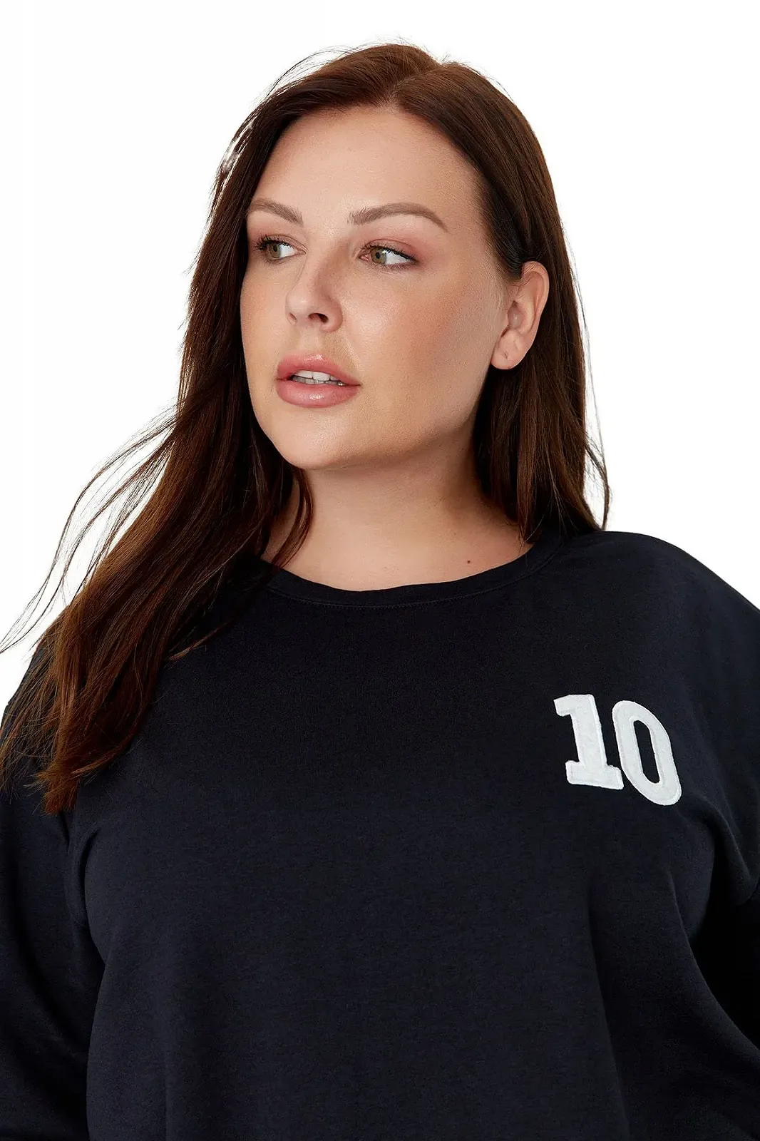 Женский свитшот TRENDYOL с круглым вырезом, однотонный, обычной посадки, большого размера, фото №3 Женский свитшот TRENDYOL с круглым вырезом, однотонный, обычной посадки, большого размера, фото №3