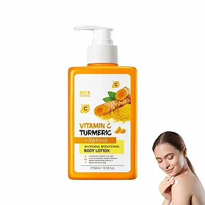 Лосьон для тела Витамин C, Куркума и Ретинол, Для яркости и осветления, Уменьшает недостатки, Интенсивно увлажняет кожу, Обеспечивает ровный, сияющий тон кожи - Фото 1