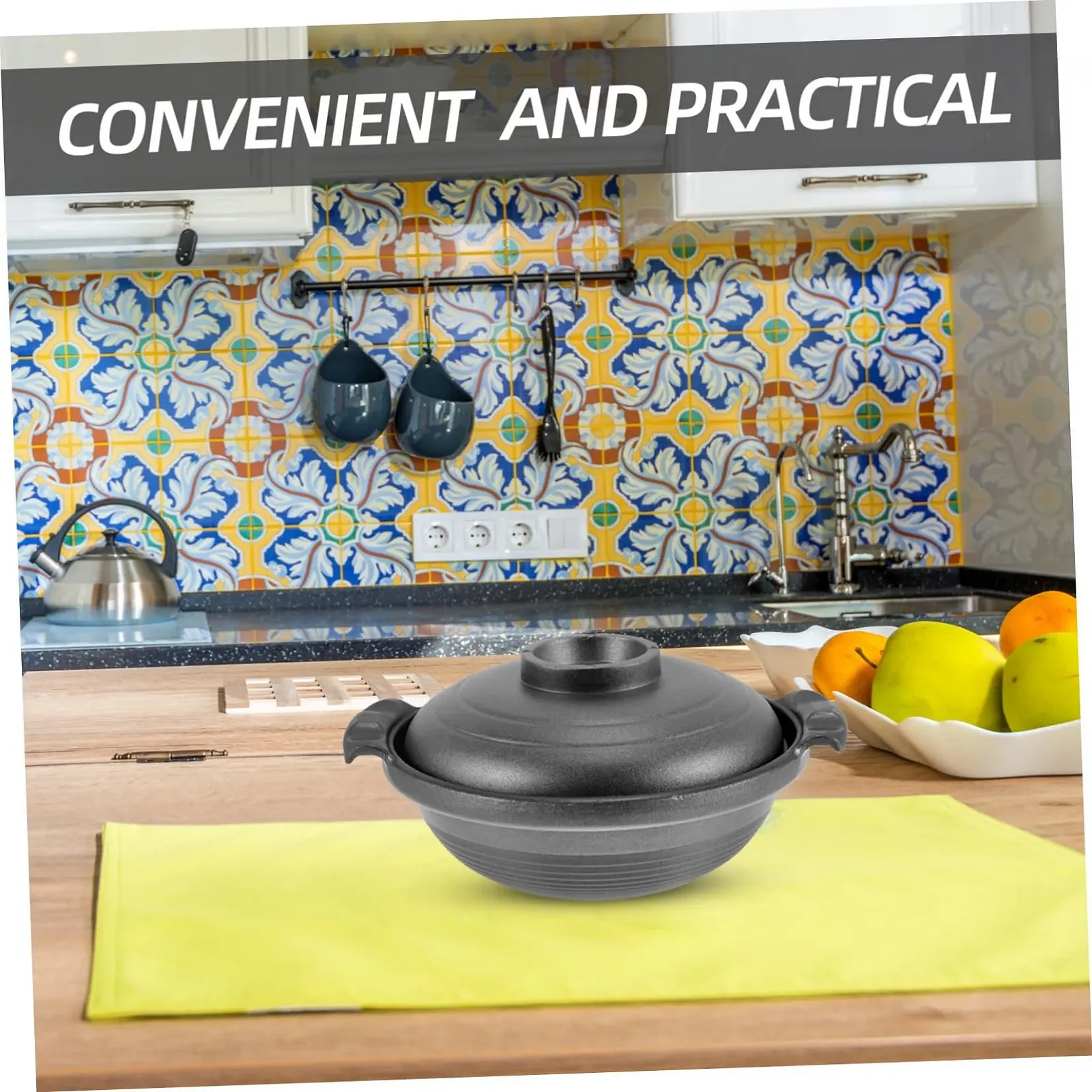 Кастрюля LIFKOME керамическая с крышкой и двумя ручками термостойкая, фото №7