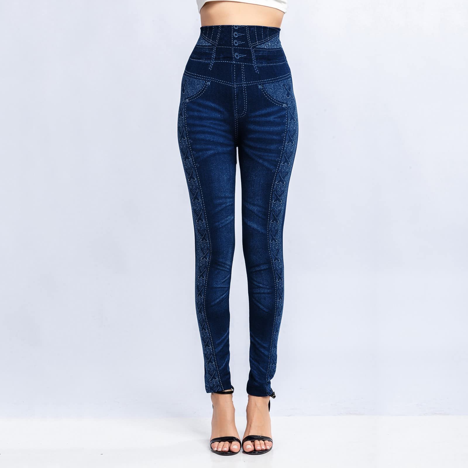 Джинсовые Леггинсы Jeanshosen Женские - Джинсовые Леггинсы Женские| Стрейчевые Джинсовые ЛеггинсыДля Йоги с Высокой Талией, Леггинсы с Высокой Талией, Джеггинсы с Джинсовым Видом, Печатные Модные ЛеггинсыДля Формирования, Треггинсы,, фото №6