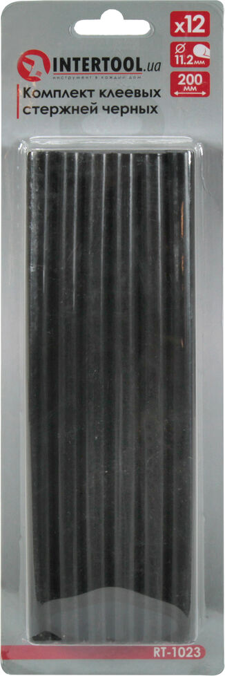 Комплект клейових стержнів Intertool чорні 11.2мм L=200мм. (к-т.-12шт.) RT-1023, фото №1