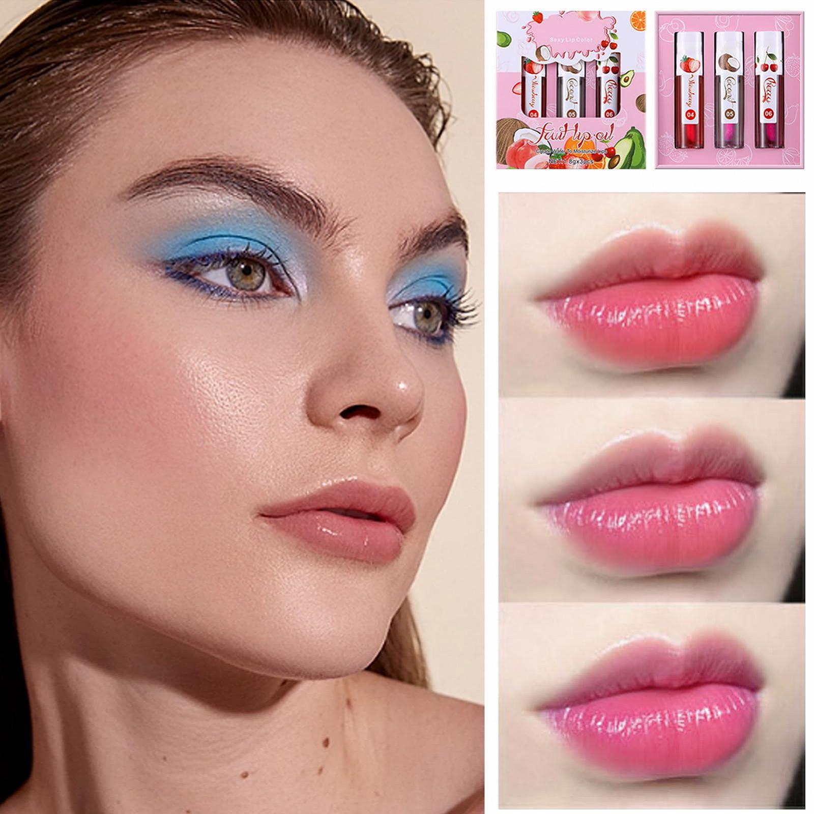 Масло для увеличения губ - Блеск для губ с изменяющимся цветом - Увлажняющее и питательное масло-блеск для губ, набор из 3 фруктовых масел для губ с оттенком, долговременный, фото №3 Масло для увеличения губ - Блеск для губ с изменяющимся цветом - Увлажняющее и питательное масло-блеск для губ, набор из 3 фруктовых масел для губ с оттенком, долговременный, фото №3