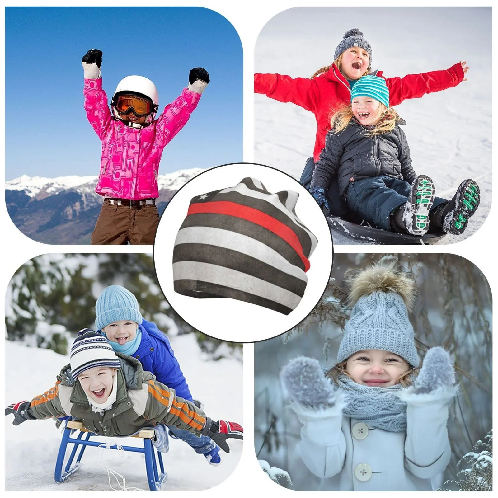 Шапка LOUJIN Fireman Thin Red Line для хлопчиків, slouchy, тепла в'язана, колір фото, розмір One Size, фото №8