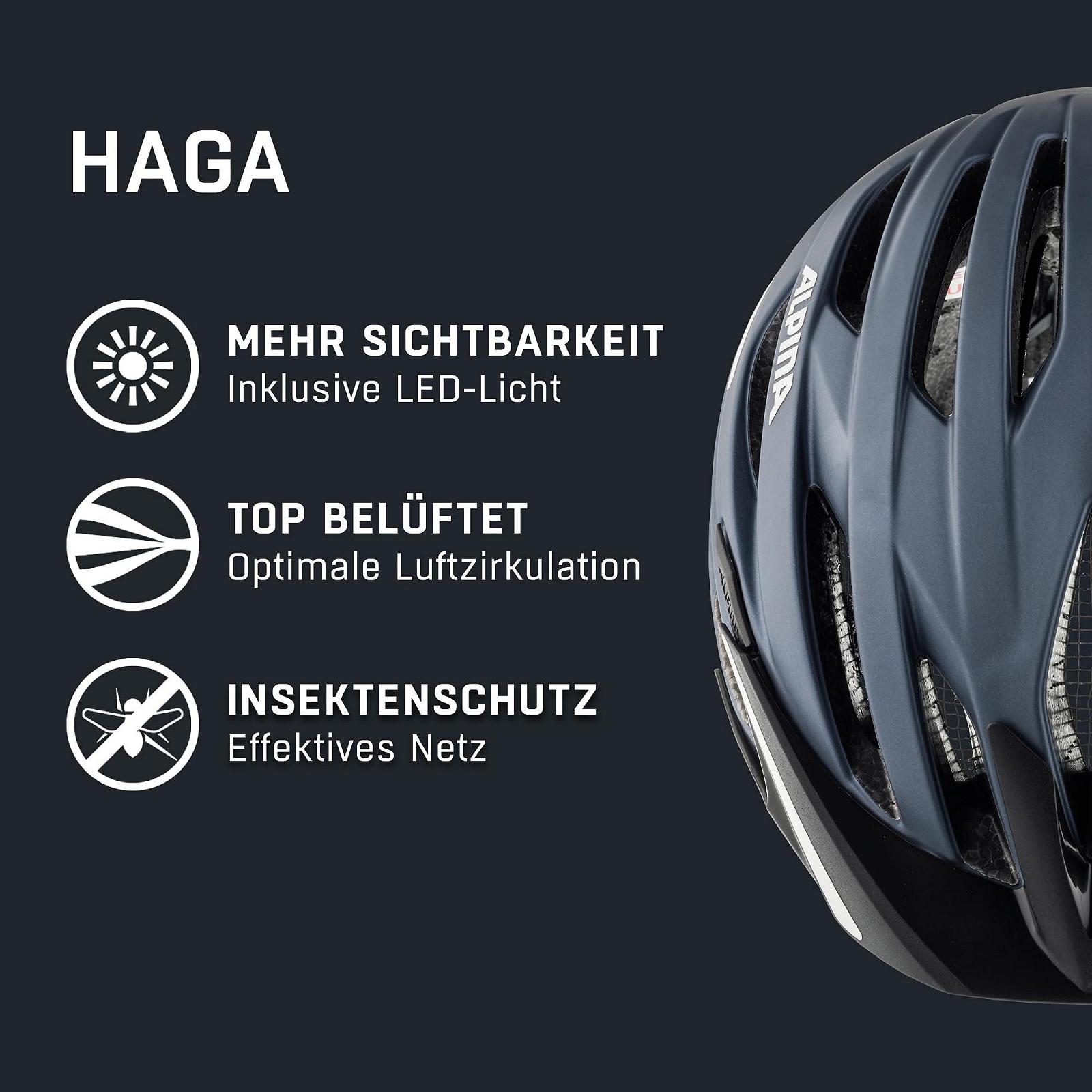 Шлем велосипедный ALPINA Haga городской с интегрированным LED фонарем для взрослых, фото №2