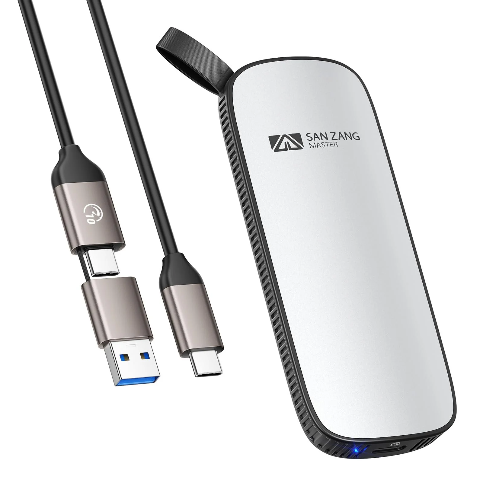 Зовнішній SSD накопичувач SAN ZANG MASTER 2TB 1050 МБ/с 1000 МБ/с USB 3.2 Gen 2 Type C Silver, фото №1