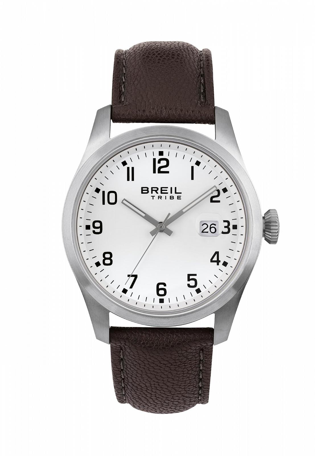 Часы Breil Classic Elegance Белый циферблат Кварцевый кожаный ремешок Коричневый EW0663, фото №1