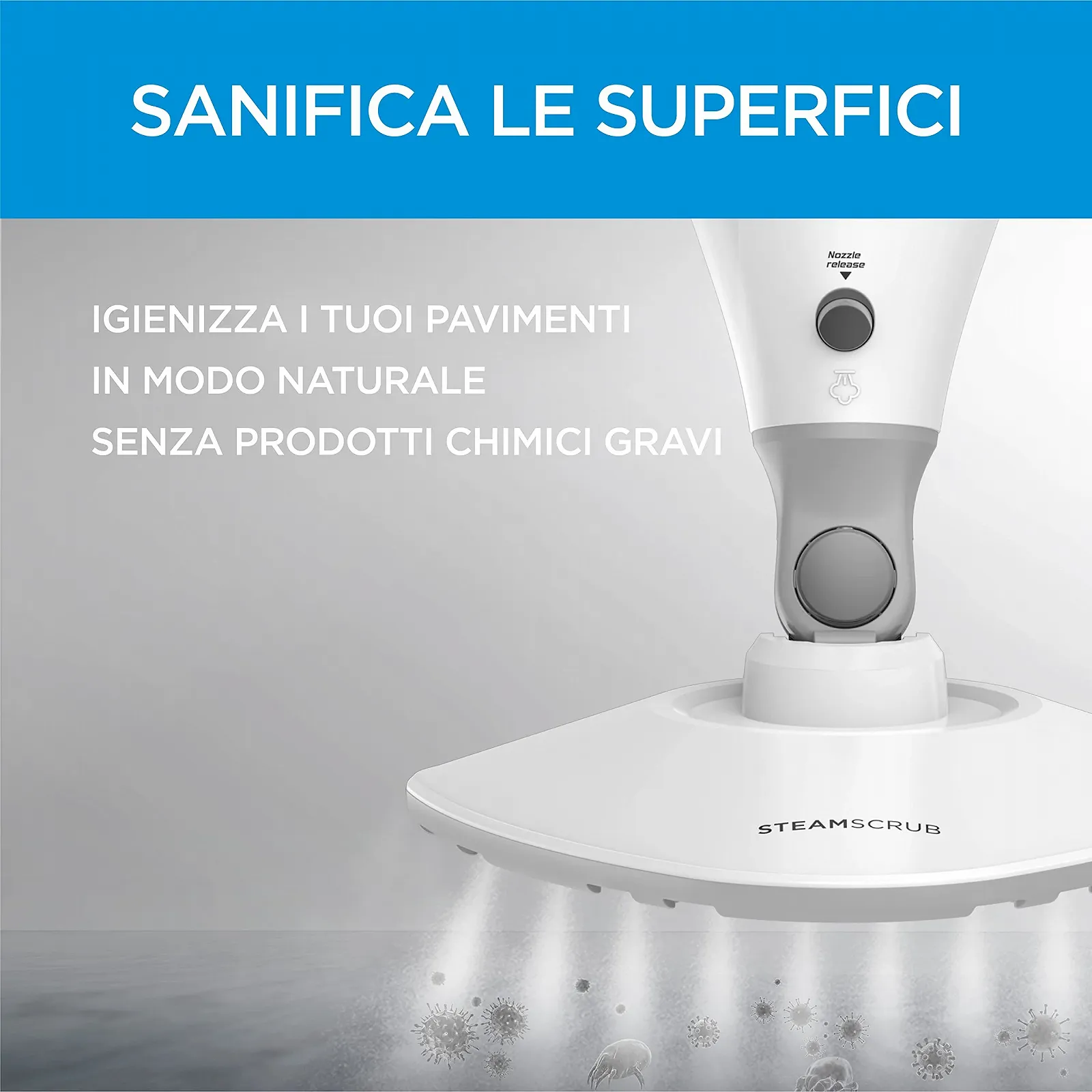 Парова швабра Midea MSM2115WW 10 в 1 біла та срібляста, фото №3