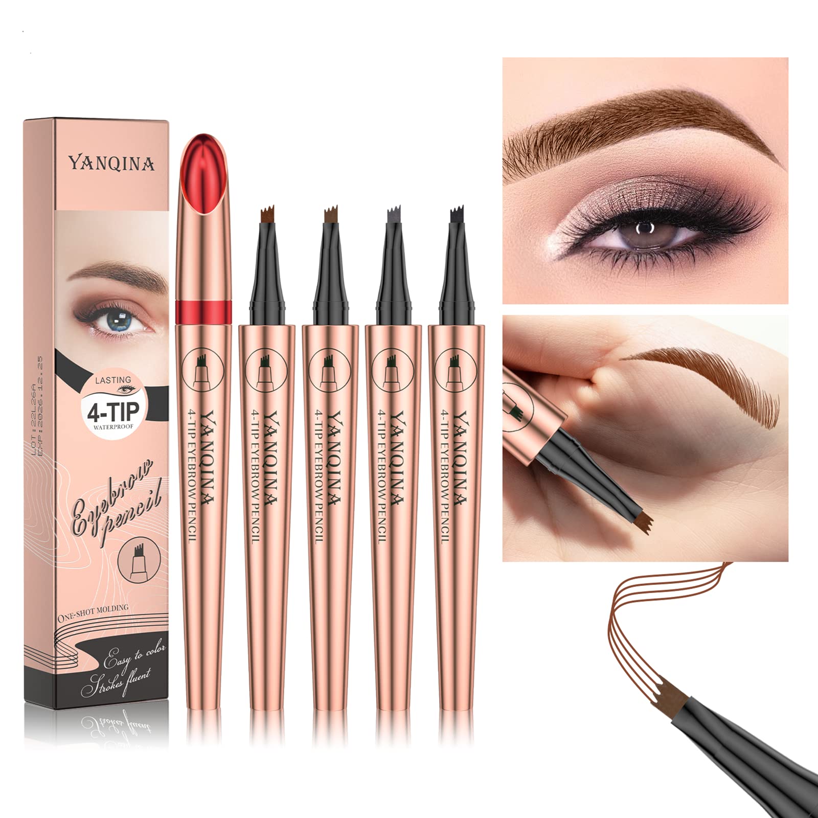 Олівець для брів Professional Makeup 24 Hours Long Smudge-Proof Natural Looking Dark Brown, фото №4