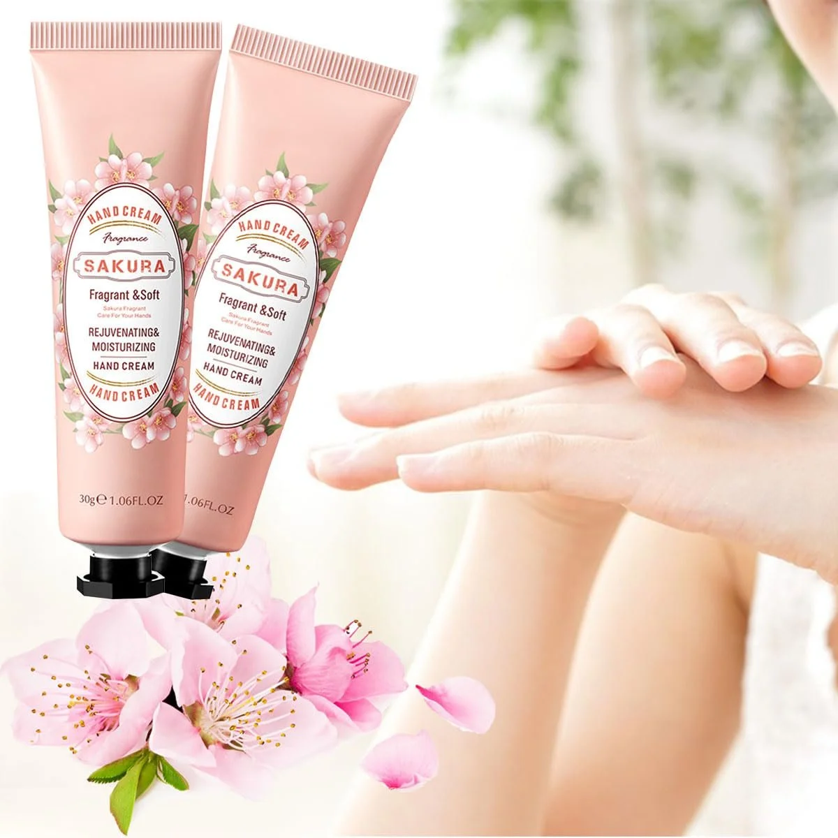 Крем для рук Cherry Blossom, Зволожуючий крем для рук для грубої, потрісканої шкіри, Ніжний крем для догляду за сухими руками, 2 шт., фото №6