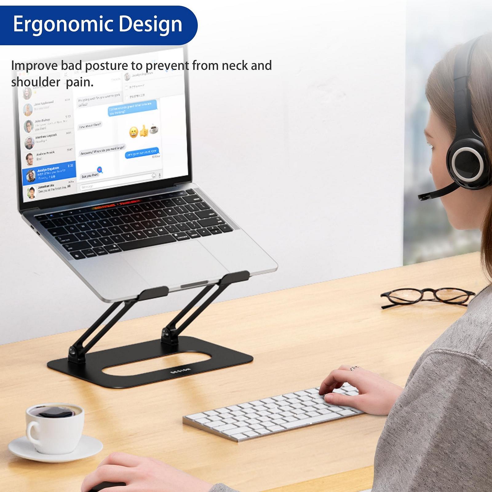 Подставка для ноутбука BESIGN LSX2 алюминиевая, регулируемая, эргономичная, совместима с ноутбуками 10-14 дюймов, матово-черная, фото №3