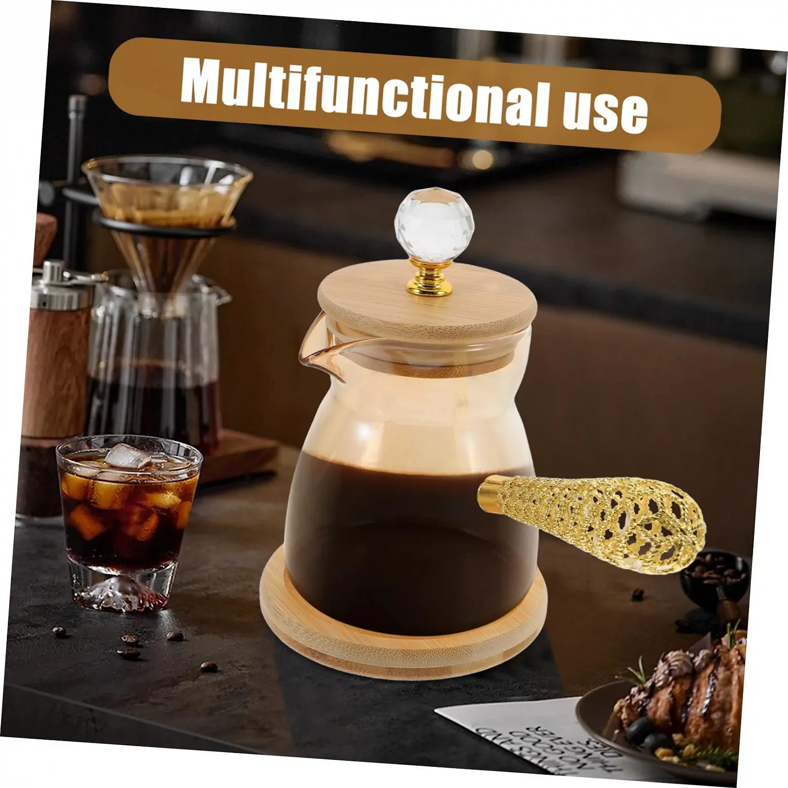 Кавник скляний Ipetboom Жаростійкий з довгою ергономічною ручкою, ручної роботи, універсальний, фото №2