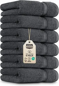 Набір рушників Utopia Towels 100% бавовна 41 x 71 см 6 шт Сірий - Фото 1