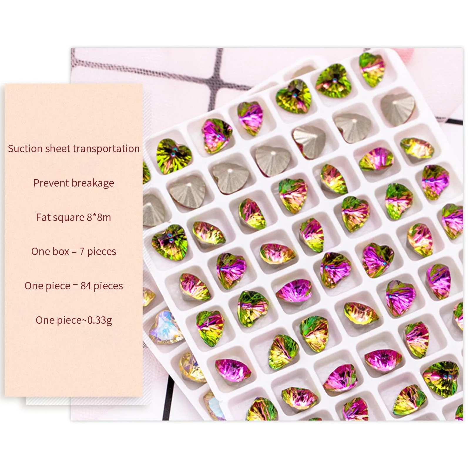 Стрази Форми Серця No Brand 10 мм, випадковий колір, 20 шт, фото №3