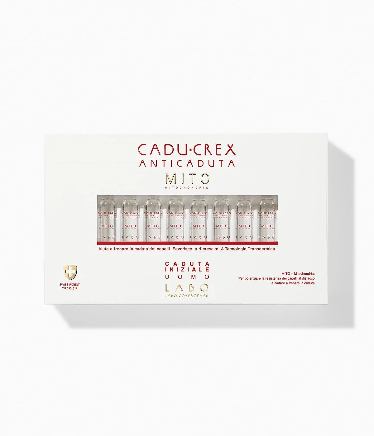 Засіб проти випадіння волосся Cadu-Crex Mito для чоловіків, 20 ампул (20 ампул, сильне випадіння волосся), фото №1
