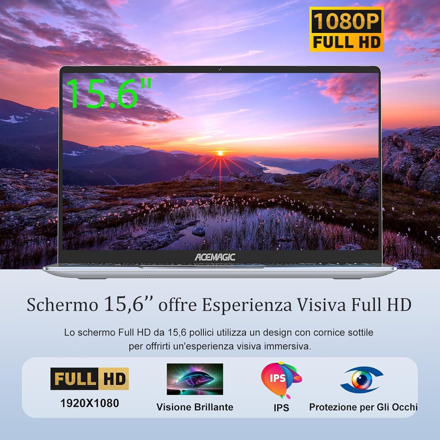 Ноутбук 15.6" Acemagic AX15 Intel N97 RAM 16GB SSD 512GB Windows 11 Алюминиевый корпус (UKR), фото №2