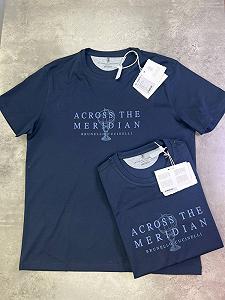 Футболка Brunello Cucinelli Across The Meridian синя f666 - Фото 1