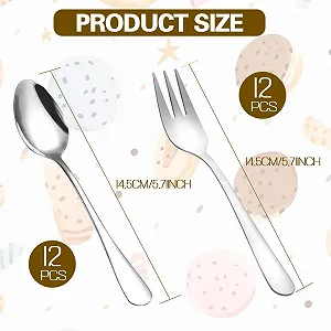 Набор кофейных ложек и вилок для торта LOMUG, 12 шт ложек и 12 шт вилок, набор из 24 чайных ложек и вилок для торта, маленькие ложки и маленькие вилки из нержавеющей стали для дома/ресторана/отеля, можно мыть в посудомоечной машине synthetic.ua - Фото 1