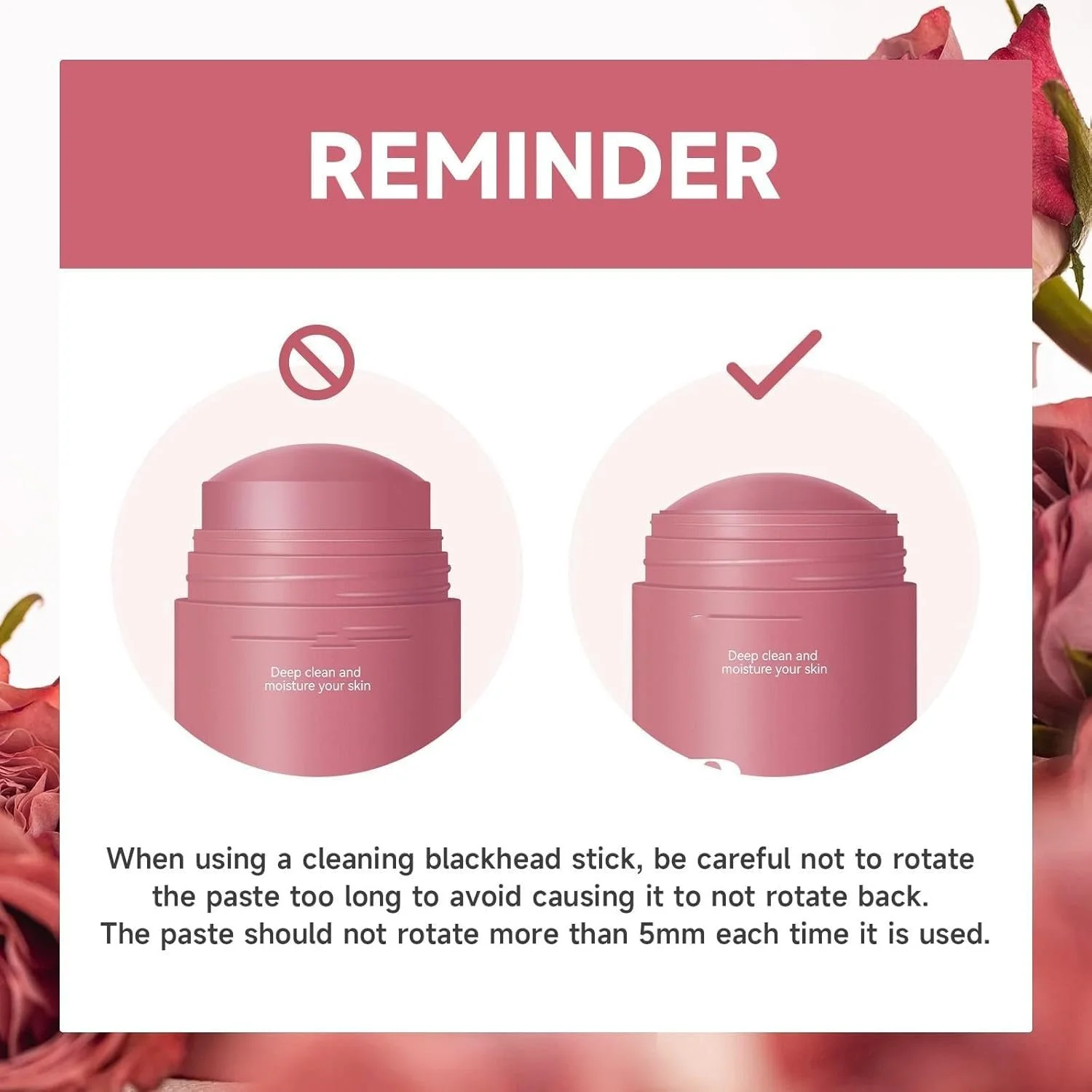 Маска-стик Глина Rose Clay для глубокой очистки пор, для сияющей кожи, контроль жирности, сужение пор и увлажнение, фото №7