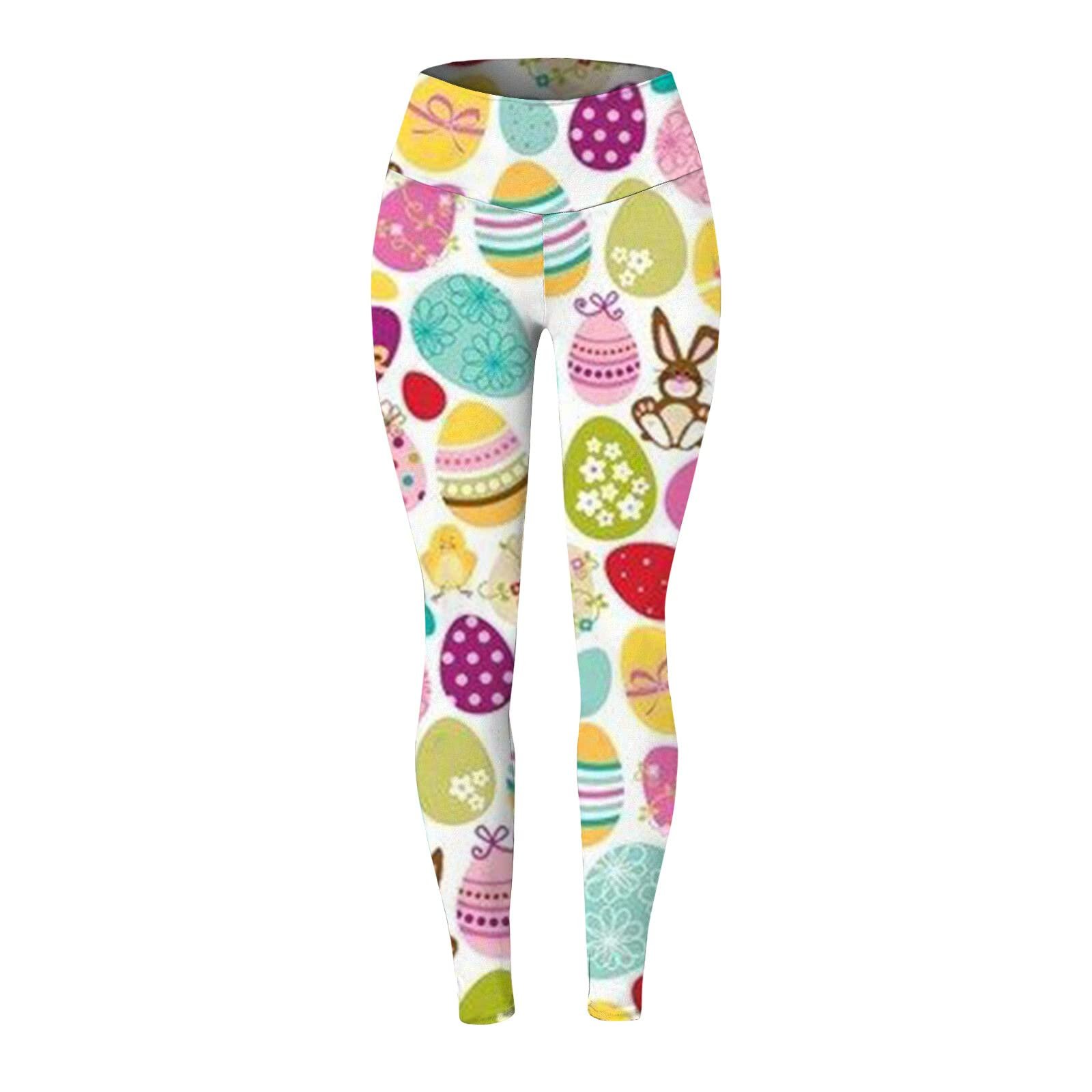 Легінси Для жінок Happy Easter Day Спортивні Для йоги Bunny Rabbit Tights High Waist Butter Soft Floral Butt, фото №4