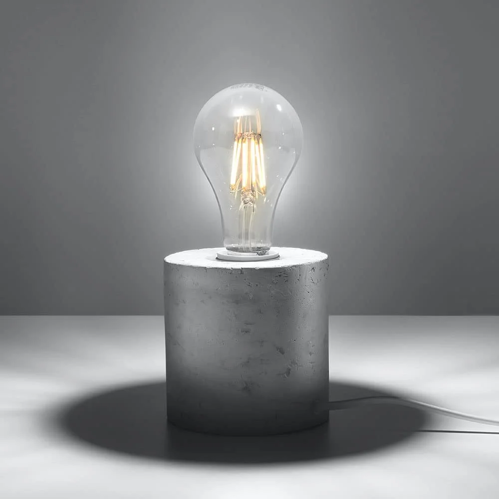 Настільна лампа etc-shop E27 Бетон 10 x 10 см Сіра без абажура, фото №6