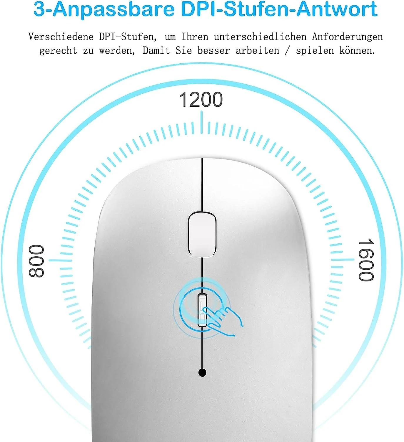 Мышь Беспроводная для ноутбука Перезаряжаемая, Портативная 2.4 GHz с USB/USB-C Двумя Приемниками для компьютера, фото №3 Мышь Беспроводная для ноутбука Перезаряжаемая, Портативная 2.4 GHz с USB/USB-C Двумя Приемниками для компьютера, фото №3