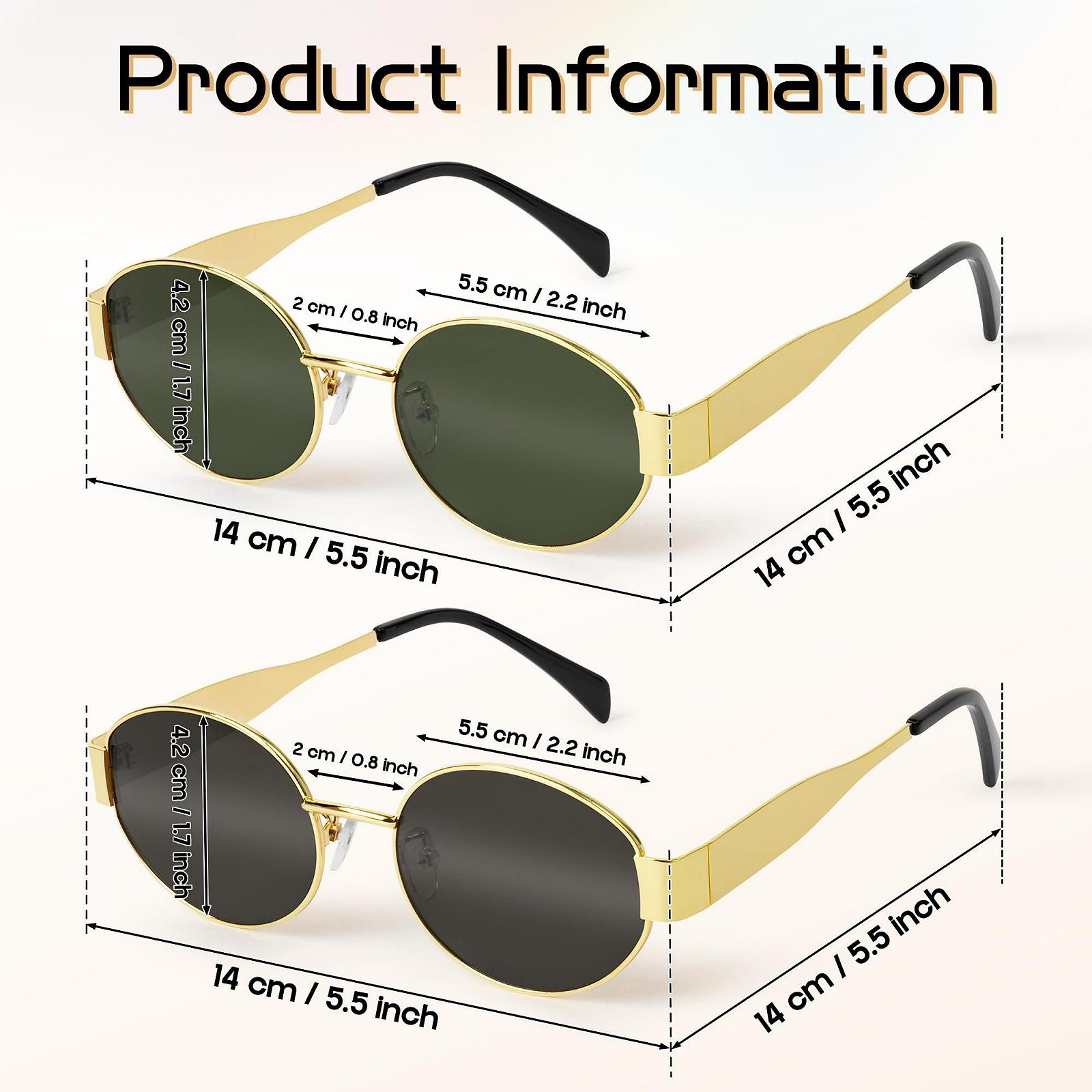 Солнцезащитные Очки GoaePode Ретро Овальные Металлические Золотая Оправа, фото №6