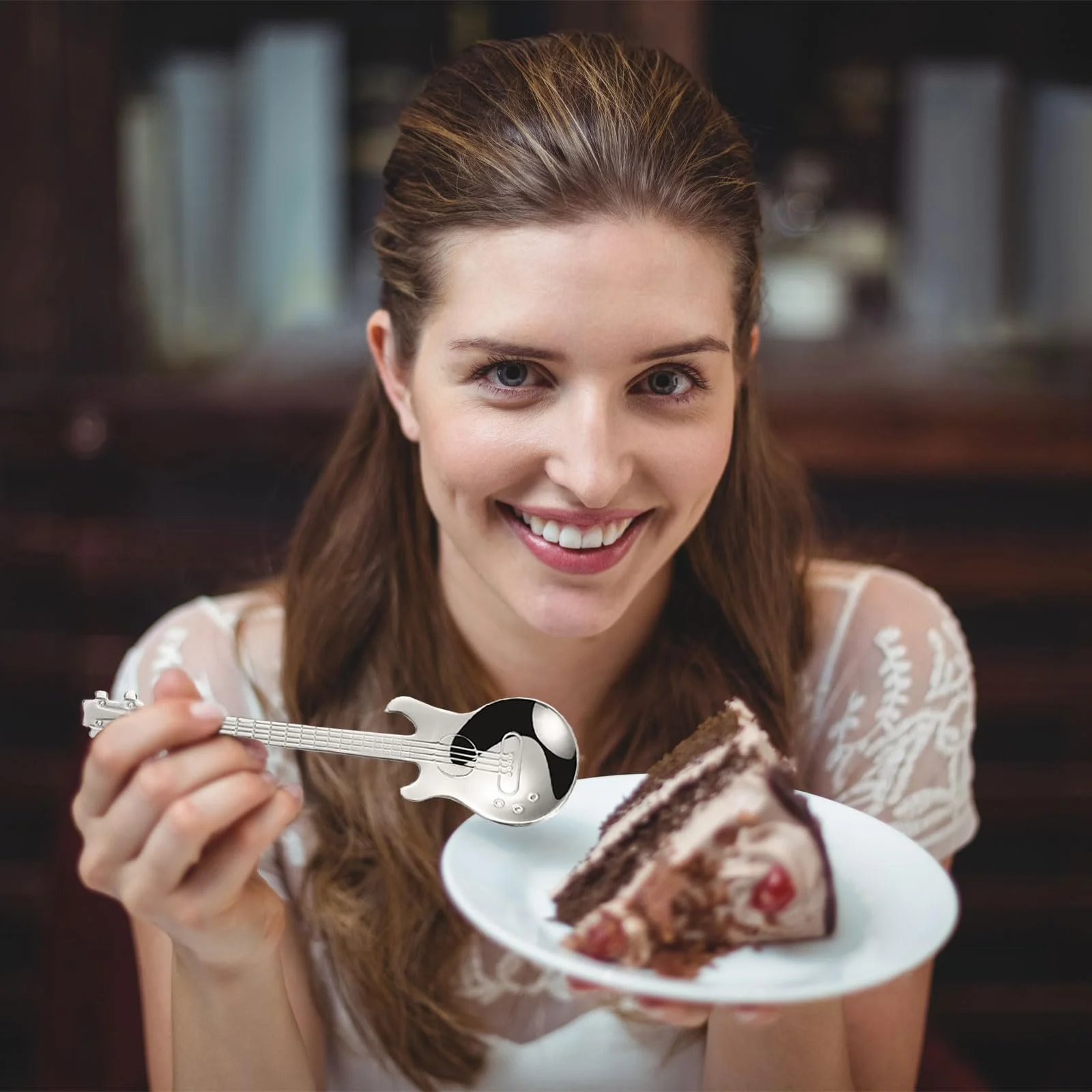 Ложка чайна Guitar Coffee Spoon Музична з нержавіючої сталі у формі гітари та музичних нот, набір 4 шт, фото №6